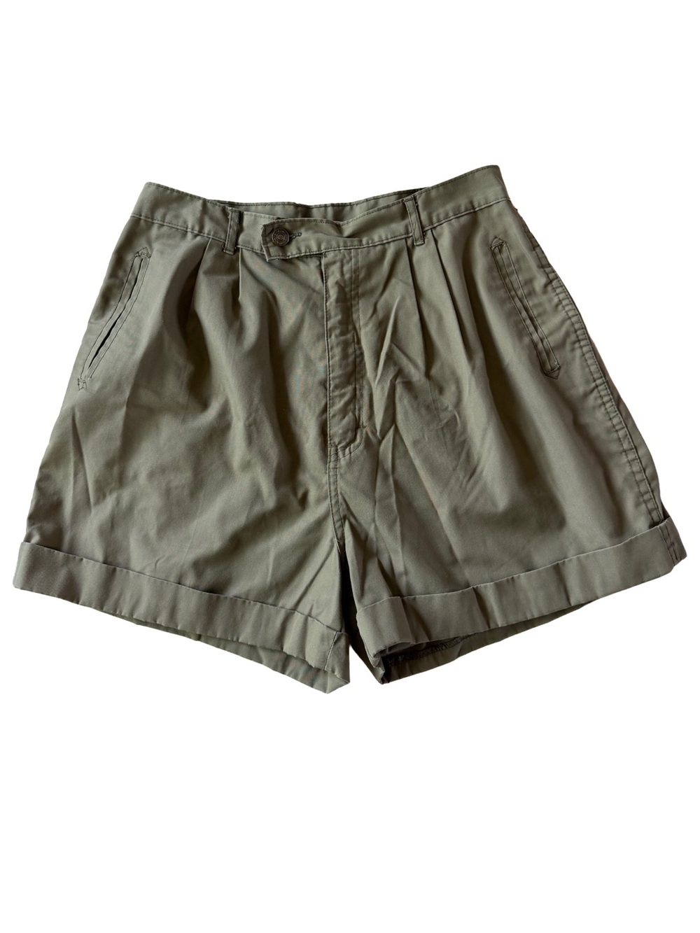 VTG  Avantique Olive Green Pleated Classic Shorts Hiker Comfort Summer